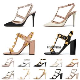 Дизайнерские сандалии VT на высоком каблуке, модельные туфли с ремешком на щиколотке, римские заклепки, черные телесные полоски, заклепки, женские туфли на шпильке, размер 35–42