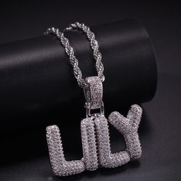 A-Z Custom Small Letters Necklaces Charm Pendant For Men Women Gold Silver Colour Cubic Zirconia Hip Hop Jewellery Whole159z