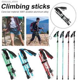 Trekking Poles 5 Section Folding Multifunction Trekking Pole Portable Anti Shock Alpenstock Snow Walking Stick Outdoor Climbing Hiking StickL23118