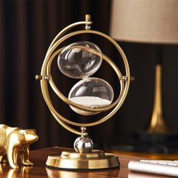 Decorative Objects Luxury Globe Timer Sand Clock Retro Sandglass Time Hourglass Nordic Home Decoration Rotating Hour Glass Office Desktop Ornaments 231218