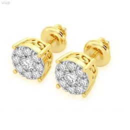 Mosaic Stud Earring Round Natural Diamond Open Earrings for Women 14kt Yellow Rose White Gold Fine Jewelry