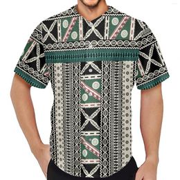 Men's Casual Shirts Mens Designer Shirt 2024 Polynesian Tribal Clothing Samoa Jersey Fiji Masi Tapa Print Short Sleeve Adult Breathable