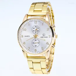 Wristwatches Top Men'S Watches Men Quartz Wristwatch Large Dial Gold Stainless Steel Band Sport Watch Relogios Masculino