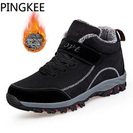 Boots PINGKEE Hook Loop Lace Up Closure Warm Short Plush Cushion Winter Trekking Backpacking Hiking Snow Boot Shoes Sneakers For Men 231219