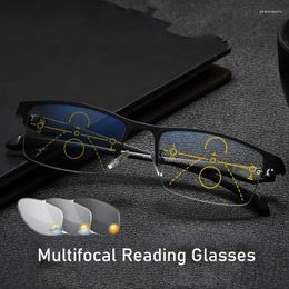 Sunglasses Outdoor Colour Changing Reading Glasses Luxury Women Men Progressive Multifocal Presbyopia Eyewear Finished Pochromic