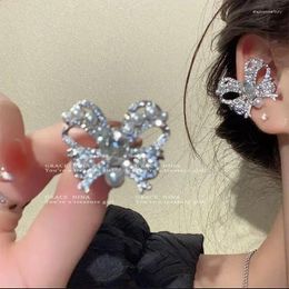 Backs Earrings Fashion Zircon Pearl Bow Ear Cuff Non-piercing For Women Girls Korean Sweet Luxury Hollowed Clip Earring Jewellery Gifts