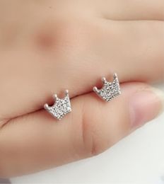 Wholesalec Crown Stud Earrings for 925 Sterling Silver Plated Rose Gold Jewelry with original box personality creative real sterling2862144