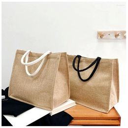 Shopping Bags Portable Eco-friendly Bag Vintage Women Linen Tote Shopper Purses Large Capacity Summer Beach Top-Handle Handbags