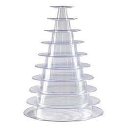 Jewelry Pouches Bags 10 Tier Cupcake Holder Stand Round Macaron Tower Clear Cake Display Rack For Wedding Birthday Party Decor263z