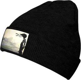 Berets Afro Samurai Knit Hat Winter Ski Warm Knitted Caps Plain Cuffed Beanie For Men Women Black