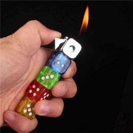 Personality Creative Colour Glitter Dice Lighter Fun Toy Butane Refillable No Gas Portable Men's Gadgets