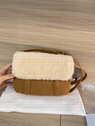 Fashionable Lamb Hair Postman Bag Women Large Capacity Crossbody Bag Leather Bag Body Metal Letter Classic UG Flip