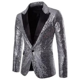 Men Sequins Blazer Designs Plus Size 2XL Black Velvet Gold Sequined Suit Jacket DJ Club Stage Party Wedding Clothes