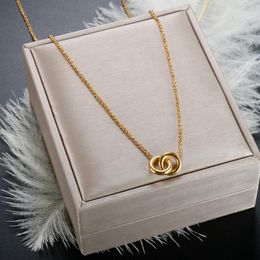 Necklaces Pendant Stainless Steel Round Necklace for Women Girls Waterproof Gold Plated Wholesales Simple Fashion Trendy Jewelry Gift