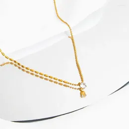 Pendant Necklaces 2023 Waterproof 316L Stainless Steel Zircon Chic Necklace Unique Gold Color Bead Chain Charm Fine Jewelry Gift