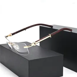 Sunglasses Vazrobe Rimless Eyeglasses Frame Glasses Men Women Male Wooden Grain Frameless Myopic -150 200 250 300 Pochromic Optical