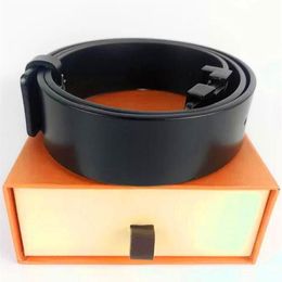 Fashion classic Belt men's and women's designer belts Silver men's black smooth gold buckle leather width 3 8cm wit2312