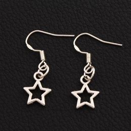 Small Open Star Dangle Chandelier Earrings 925 Silver Fish Ear Hook 50pairs lot E138 9 8x26 5mm201g