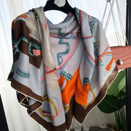 Scarves Winter Print Wool Silk Scarf 140 Designer Hand Rolled Hem Cm Big Foulard Hiver Femme Cachemire303Z