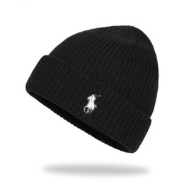 Designer-Stretch-Strickmütze für Damen, Beanie-Mütze, Winter-Polo-Luxus-Mütze aus bestickter Wolle für Herren, gewebte warme Mütze