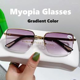 Sunglasses Gradient Finished Myopia Glasses Trend Square Blue Light Blocking Eyewear Unisex Luxury Frame Near Sight Diopter Eyeglasses