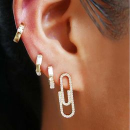 Stud Fashion Gold Filled Paper Clip Puncture Earrings Unique Punk Personality Safety Pin Ear Jewelry For Women286t