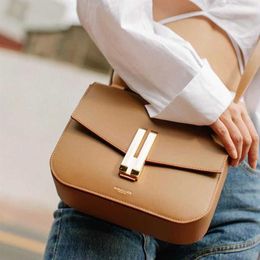 Cosmetic Bags Cases Demellier British minority Tofu Bag Women's 2022 new fashion leather one shoulder cross body small square245s