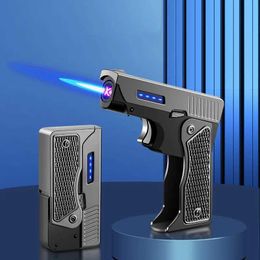 New Metal Windproof No Gas Plasma USB Charging Lighter For Men Folding Gun Butane Turbine Torch Jet Flame Gifts