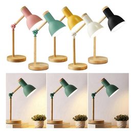 Table Lamps Stylish Wooden Iron LED Multi-Joint Reading Lamp Task Light Flexible 3W Nordic Folding Desk Bedroom Eye Protection2812