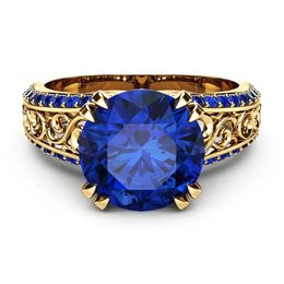 Wedding Rings Blue Sapphire Flower Rings 18K Gold Finger Wedding Peridot Anillos De Gemstone Ruby 1carat Dainty Cirle Rings for Women 231218