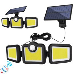 171 LED Solar Lights Outdoor 3 Head Waterproof Motion Sensor Light Solar Lamp Adjustable Head Wide Lighting Angle