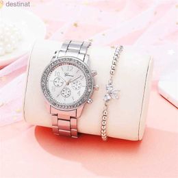 Women's Watches 2022 Women Watches Fashion Rose Gold Watch Bracelet Set Ladies Wristwatches Stainless Steel Silver Strap Female Quartz WatchL231217