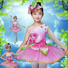 Stage Wear Pink Childrens Fancy Dress Modern Salsa Sequins Dancing Of Girl Kids Dance For Girls Competition Costume