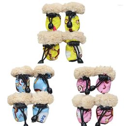 Dog Apparel 4pcs/set Waterproof Pet Shoes Anti-slip Rain Snow Boot Footwear Thick Warm For Small Cats Dogs Puppy Socks Booties