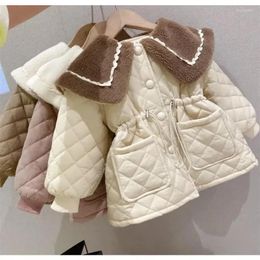 Down Coat Girls Winter Long Coats Big Fur Collar Cotton Padded Velvet Thick Warm Overcoats Kids Children Birthday Princess Clothes