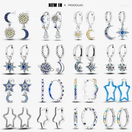 Dangle Earrings 2023 In 925 Silver Star Moon Sun Pendant Women DIY Jewellery Birthday Party Gift Luminous Hoop Stud Earring