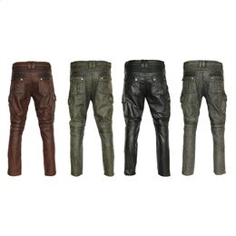 Womens Pants Capris Mens Leather For Men Motorcycle Pant Genuine Cowhide Protective Riding Biker Trousers Protectors Pantalones Cuero Moto 231218