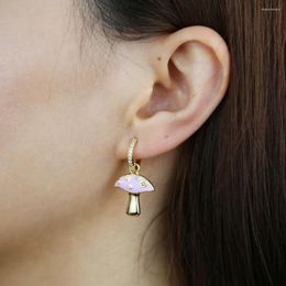 Dangle Earrings Design Mushroom Drop Paved 5A Cubic Zirconia And Blue Black Purple Enamel Earring Gold Colour Women Fashion Jewellery