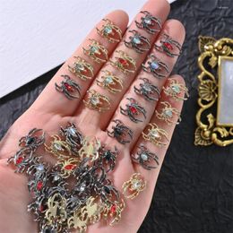 Nail Art Decorations 10pcs Halloween Spider Rhinestone 3D Alloy Retro Punk Charms Jewellery Gems For Manicure Decoration