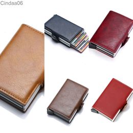 New Pu Double Box Mens Card Holder Wallet Designer Aluminum Alloy Automatic Elastic Cardholder Bag Metal Wallet Purses