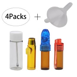 1set 4 Bullet Snuff Snorter Bottle with Powder Spoon Inside Funnel Sniffer Snorter Dispenser Bullet Smoking Pipe Accessories 12 LL