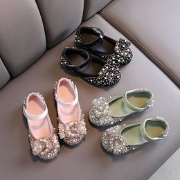 Flat shoes Princess Shoes for Girls Green Pink Party Wedding Luxurious Glitter 21-36 Kids Single Shoe Summer Spring Fashion Girl's Flats 231219