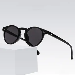 Sunglasses Round Men Brand Designer Rivet Vintage Sun Glasses Male Fashion Ocean Colour Small Frame Mirror