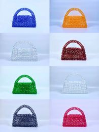 Evening Bags French Casual Celebrity Elegant and High Quality Beaded Knitted Pillow Type Handheld Crossbody Dual Purpose Acrylic Bag 231219