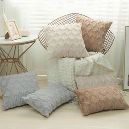 Pillow Embroidery Flush Block Diamond Solid Living Room Decoration Cover 40x40 50x50 Fur Sofa Case Moden Home Decor