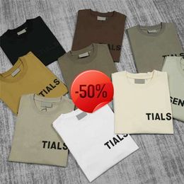 Christmas Discount~ T-Shirts ESS Men Men's t shirt 23SS Stylist Letter Print Crew Neck Casual Summer Breathable Mens Womens T Shirts S olid Colour Tops TeesSML