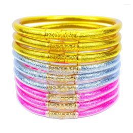 Bangle 9pcs Glitter Jelly Bracelet Set Women's Tibetan Buddhist Temple Lucky Charm Plastic Gift For Girls Mother's Day Party