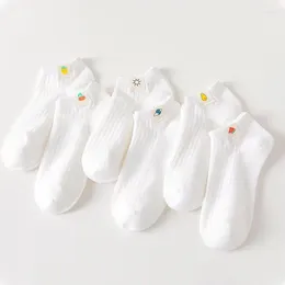 Women Socks White Casual Fashion Solid Colour High School Girls Short Cute Cartoon Japanese Kawaii Low Cut Ankle Gift