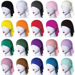 Ethnic Clothing Muslim Arab Women Solid Colour Modal Hijab Inner Scarf Shawl Turban Islamic Lady Bevelled Tube Cap Nun Sister Headwear