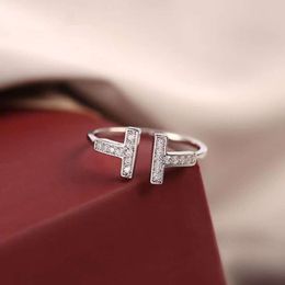 High quality jewelry Double T Couple Ring Simple Opening Index Finger Tide Instagram Atmosphere Ring Cold Wind Student Opening Ring Female